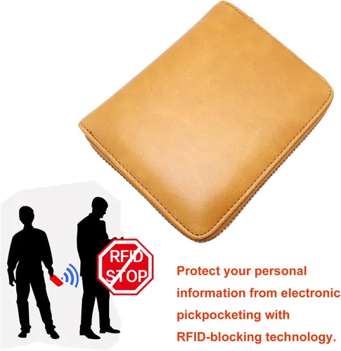 Vista 9 de boshiho Cartera con bloqueo RFID de 24 ranuras para tarjetas de crédito, de piel auténtica, organizador de múltiples tarjetas, con cremallera