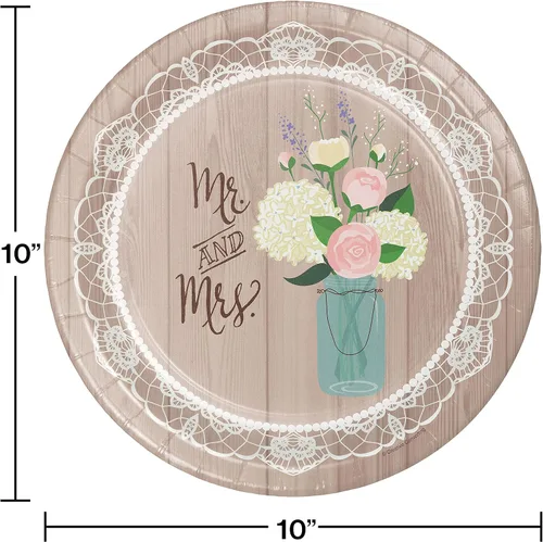 Vista 3 de Creative Converting 428706 Plato de banquete de 8 unidades, estilo resistente, de 10 pulgadas, boda rústica