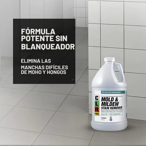 Vista 7 de CLR PRO Heavy Duty Limpiador de Manchas de Moho y Hongos sin Lejía, Botella de 1 Galón, Removedor de Manchas Multisuperficie Sin Perfume, Funciona