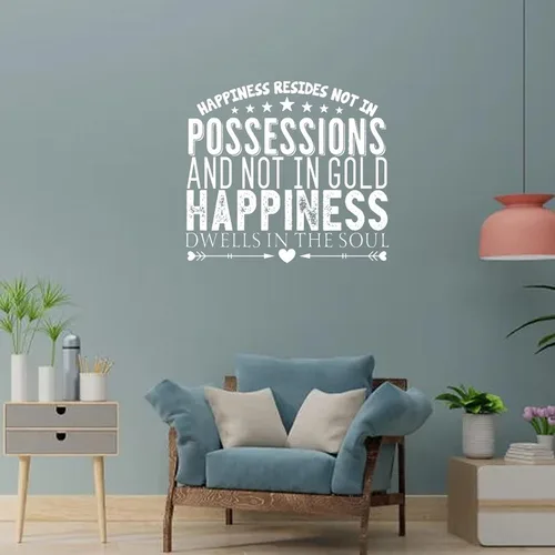 Vista 4 de Happiness Resides Not in Possessions, and Not in Gold, Happiness Dwells in the Soul Pegatinas de pared extraíbles para decoración de paredes