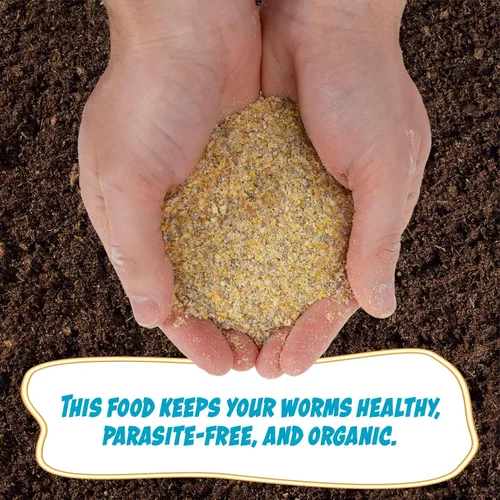 Vista 4 de Uncle Jim's Worm Farm Alimento orgánico para gusanos Suministro de alimentación de gusanos de 1 mes para meneadores rojos, gusanos de abono