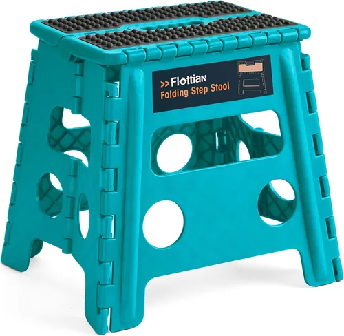 Vista 22 de Flottian Taburete plegable de 13 pulgadas para adultos y niños con capacidad para hasta 300 libras, taburetes plegables antideslizantes con asa