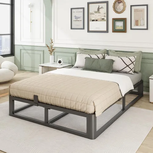 Vista 2 de Firpeesy - Base para cama King de metal de 10 pulgadas con patas de esquinas redondeadas y anti-doblado, listones de acero resistente de 3500 LBS
