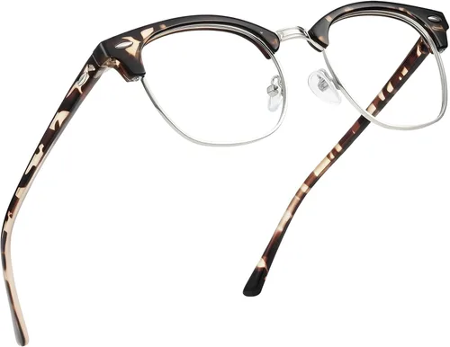 Vista 42 de Blue Light Blocking Glasses Anti Eyestrain Computer Gaming Glasses Vintage Half Frame UV Clear Lens for Women Men