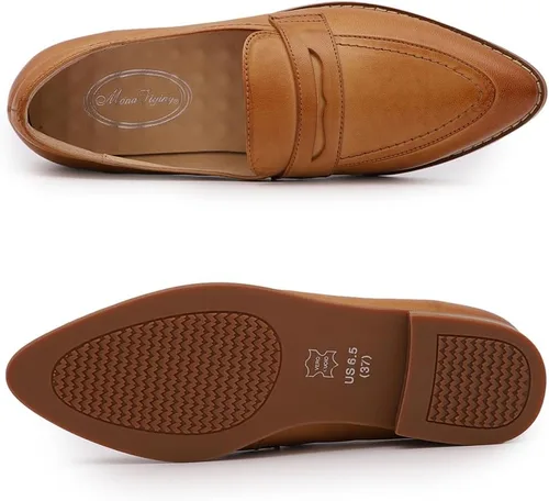 Vista 4 de Mona Flying Mocasines de cuero para mujer, estilo informal, planos, para mujeres y jóvenes