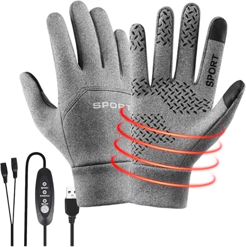 Vista 7 de Guantes eléctricos Ropa de mano con calefacción USB, interior de forro polar impermeable a prueba de viento Ciclismo al aire libre, deportes