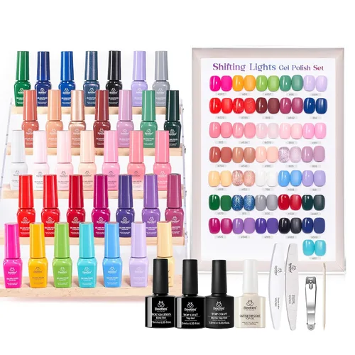 Vista 15 de Beetles - Kit de 69 esmaltes de uñas de gel con luz UV – Kit de esmalte de uñas de gel de 35 colores con base y capa superior brillante