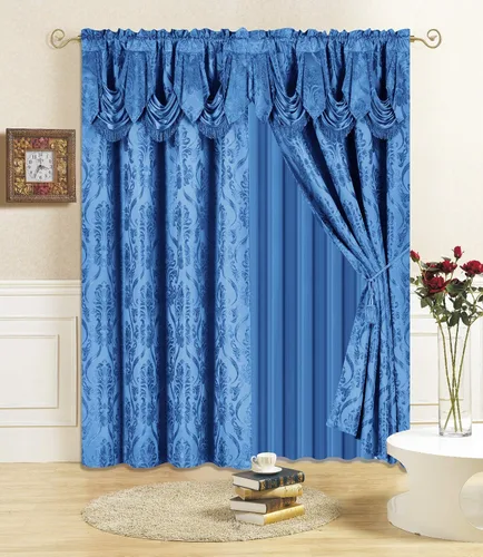 Vista 8 de All American Collection Nuevo juego de cortinas de 4 piezas con cenefa adjunta y transparente con 2 alzapaños incluidos