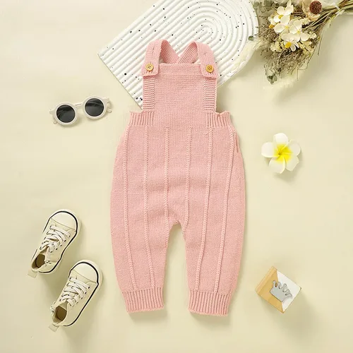 Vista 3 de Douhoow Overol de punto para bebé y niña, suéter con tirantes y pantalones, trajes de otoño e invierno