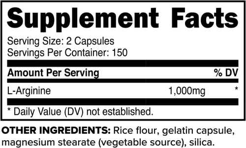 Vista 2 de Primaforce L-Arginina (300 cápsulas, 150 porciones/1000 mg de L-arginina por porción) Suplemento de aminoácidos extra fuerte para hombres