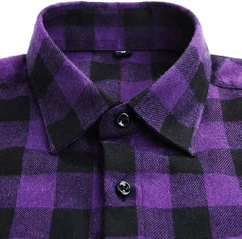 Vista 5 de Cromoncent - Camisa casual de franela a cuadros con botones para hombre
