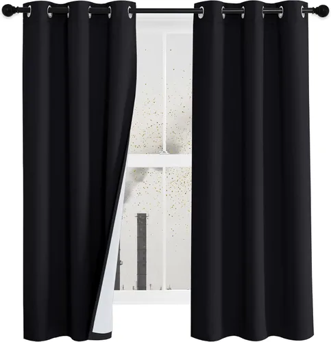 Vista 27 de NICETOWN Cortinas de Lino Sintético Angora con Barrera de Sonido que Aísla el Polvo, 100% Opacas, de 84 Pulgadas de Largo, 1 Panel, Cortinas