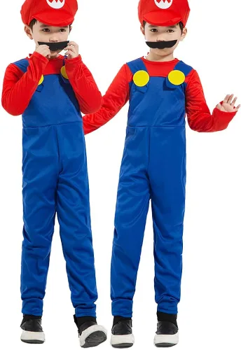 Vista 4 de VISVIC Disfraz de Super Brothers para Halloween, cosplay, clásico, unisex, para hombres, mujeres, adultos, niños y adolescentes