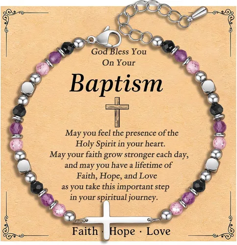 Vista 12 de Pulsera de cruz cristiana para mujeres y adolescentes, joyería de fe para aliviar la ansiedad, regalos de confirmación de Pascua, regalos de primera