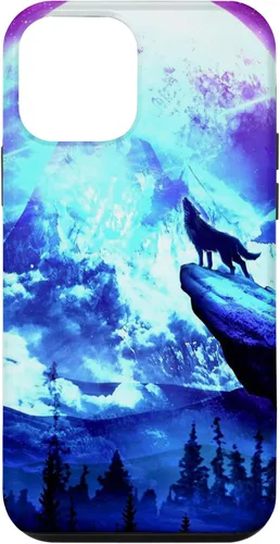Vista 16 de Funda para iPhone 16 Wolf Mountain Pine Forest Moon Purple Galaxy