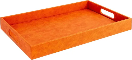 Vista 13 de Home Redefined - Moderna y elegante bandeja rectangular de 17.5 x 12 pulgadas, estilo shagreen, color azul bebé claro, con aspecto de cuero falso