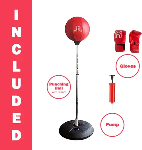 Vista 6 de Saco de boxeo con soporte para adultos y adolescentes - Saco de boxeo pesado, bolsa de boxeo y equipo de boxeo con bolsa de reflejos, bolsa