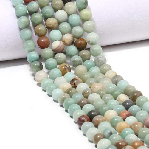 Vista 3 de 60 piezas de cuentas de piedra natural de 15⁄64 pulgadas (6 mm) con cuentas de amazonita de cristal, piedras preciosas para hacer joyería, pulseras