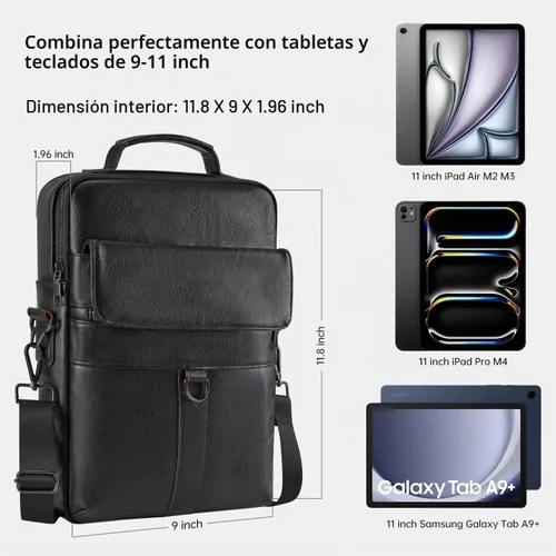 Vista 2 de Funda de cuero para iPad de 11 pulgadas para iPad Pro 11 M5 M4 y iPad Air 11 M4 M4 M3 M2, iPad A16 con teclado mágico, funda protectora acolchada