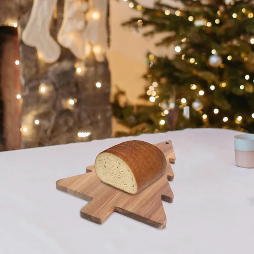 Vista 5 de COHEALI Tabla de cortar de madera con forma de árbol de Navidad tablas de charcutería tablas de cortar bandeja de alimentos pan de queso, pizza