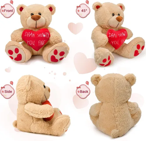 Vista 4 de CaseTank Regalos para el día de San Valentín para sus hijos: oso de peluche de 10 pulgadas divertido y lindo regalo de peluche, regalos