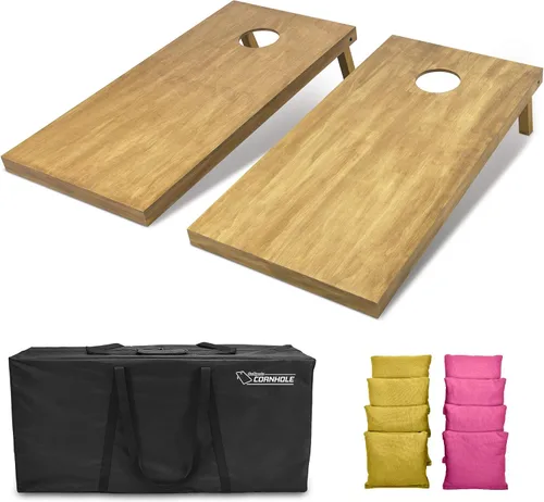 Vista 33 de GoSports 4 ft x 2 ft Regulation Size Wooden Cornhole Boards Set with Light Brown Finish - Includes Carrying Case and Bean Bags Negro- gris