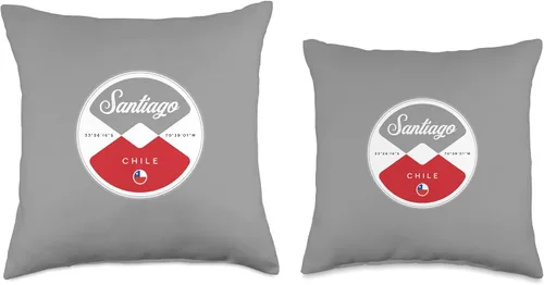 Vista 3 de Santiago Chile Retro Trendy Throwback Santiago Chile Circle Graphic Throw Pillow, 16x16, Multicolor
