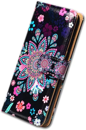 Vista 8 de Bcov Funda para Galaxy S10 Plus, de piel con diseño de mandala de colores brillantes, con ranura para tarjetas, soporte para Samsung Galaxy S10