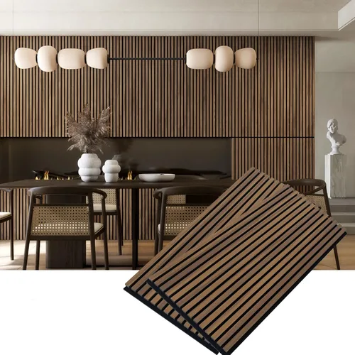 Vista 15 de Woody Walls Paneles de pared de madera acústica para decoración de paredes interiores, juego de 2 paneles de madera sin costuras para paredes, pared