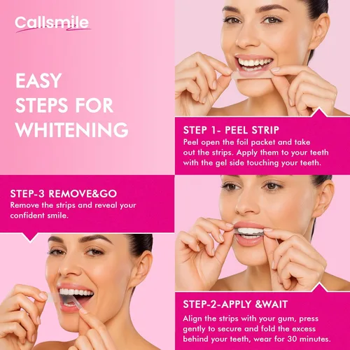 Vista 7 de CALLSMILE Tiras blanqueadoras de dientes - Tiras blanqueadoras para dientes sensibles, blanqueador de dientes de peróxido de hidrógeno para café