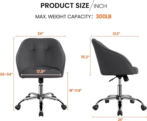 Vista 3 de Yaheetech Silla de oficina de altura ajustable con respaldo medio, giratoria, grande, silla de escritorio, silla de computadora con ruedas