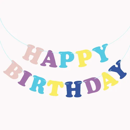 Vista 2 de MEETINGU Pancarta de Feliz Cumpleaños, Decoraciones de Fiesta Letrero Colorido Suministros para Niños, Niñas, Adultos