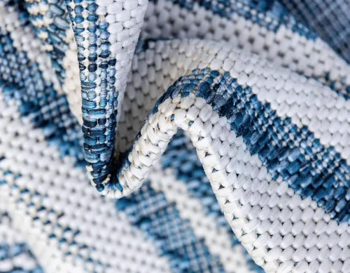 Vista 7 de Unique Loom colección moderna para exteriores - Alfombra de área para piscina (2 pies x 6 pies 1 pulgada alfombra de pasillo, color azul/marfil)