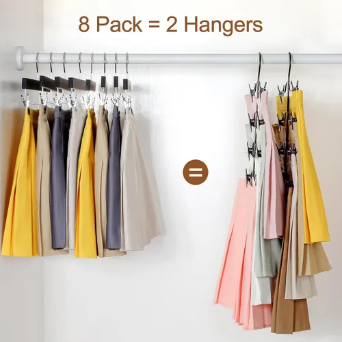 Vista 4 de TOPIA HANGER Perchas de falda de 4 niveles para mujer, ahorran espacio con clips ajustables, ahorran un 80% más de espacio, colgador de clip