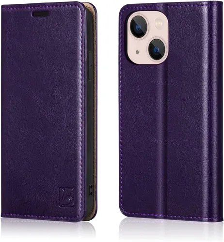 Vista 37 de Belemay Funda tipo cartera compatible con iPhone 8 Plus, de piel de vaca auténtica, funda tipo folio (funda interior de TPU suave), ranuras