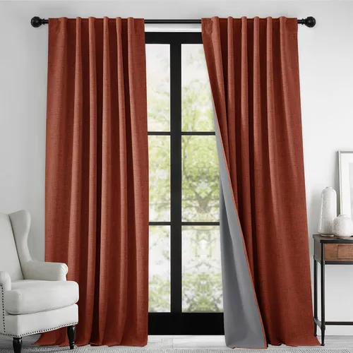 Vista 161 de RYB HOME Cortinas de lino texturizado 100% opacas de 84 pulgadas de largo, aislamiento térmico, privacidad, ahorro de energía para dormitorio, sala