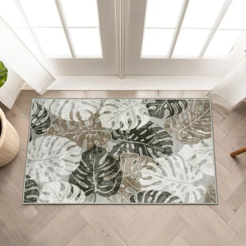 Vista 23 de Wonnitar Leaf - Alfombra de cocina de 2x3 pies, alfombra azul pequeña para baño, alfombra decorativa lavable para mesita de noche, planta