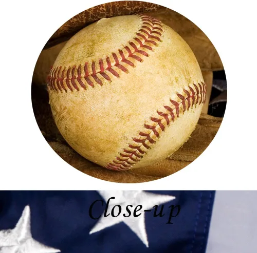 Vista 5 de KREATIVE ARTS - 3 impresiones en lienzo grandes para pared, póster de béisbol y bandera estadounidense, imagen deportiva impresa en lienzo, estirada
