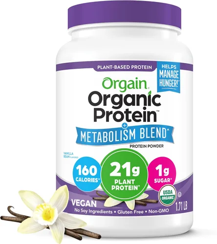 Vista 9 de Orgain - Proteína orgánica + mezcla de metabolismo en polvo, chocolate con sabor a malta - 21 g de proteína vegetal, 5 g de fibra prebiótica, sin