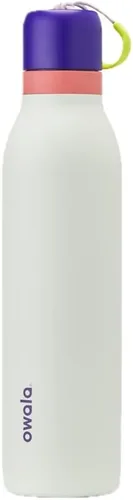 Vista 29 de Botella de agua aislada con tapa Twist de acero inoxidable Owala FreeSip con pajita para deportes y viajes, sin BPA, 24 onzas, Angel Food Cake