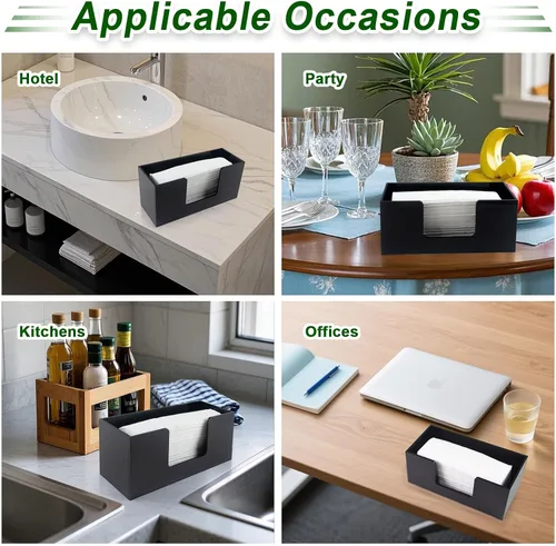 Vista 6 de Paquete de 1 soporte para toallas de papel para encimera, soporte acrílico para toallas de baño, servilletero negro para cocina, encimera