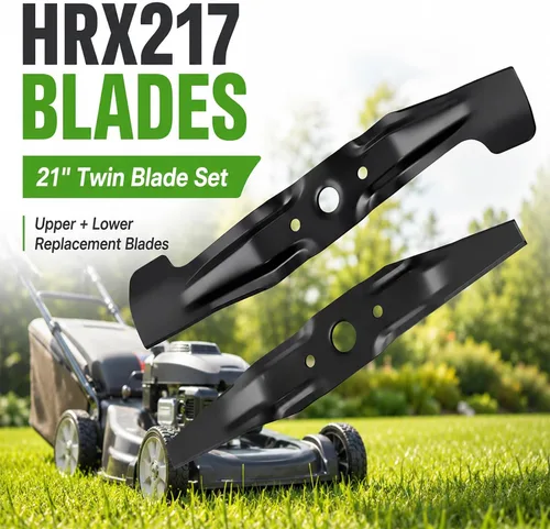 Vista 6 de HRX217 Juego de cuchillas para cortacésped, juego de cuchillas dobles MicroCut de 21 pulgadas compatible con cortacéspedes HRX217K1-K4, cuchillas