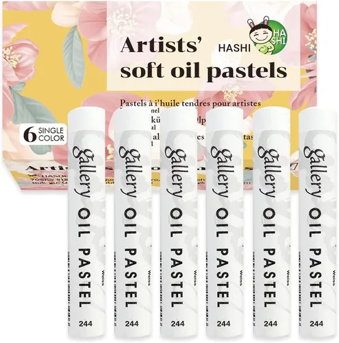 Vista 9 de HA SHI - Pasteles al óleo para artistas, 48 colores + 2 50 oil pastel sticks (48 colors + extra black & white). Creamy, blendable color that mixes