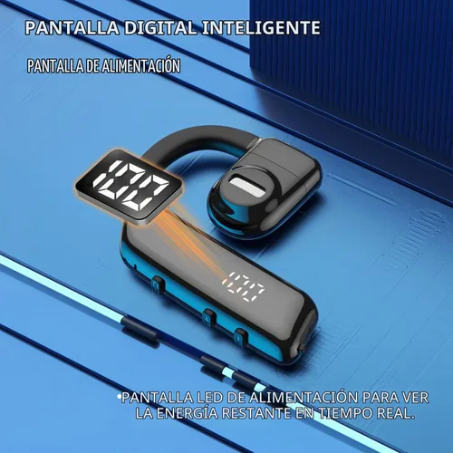 Vista 2 de Auricular Bluetooth V5.3 Auricular Bluetooth de un solo oído, con cancelación de ruido y compatible con micrófono, tiempo de conversación de 30