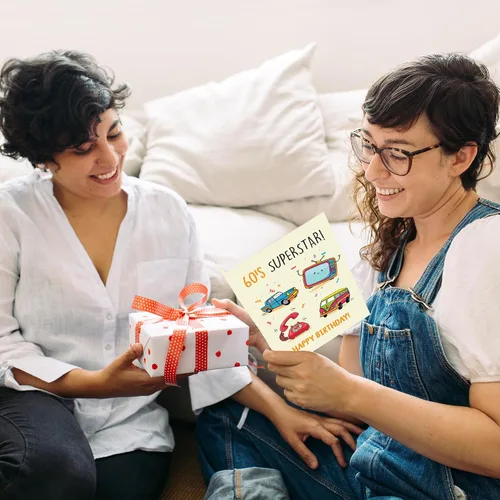 Vista 5 de Cheerin Tarjetas de felicitación de cumpleaños de los años 60 con sobre, divertida tarjeta de cumpleaños para abuela y abuelo, divertida tarjeta