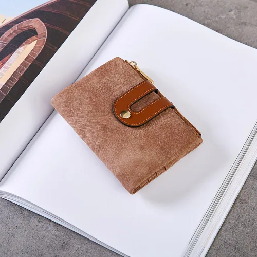 Vista 33 de AOXONEL Cartera pequeña de cuero plegable Rfid para mujer, con cremallera, bolsillo para tarjeta de identificación, delgada, compacta y delgada