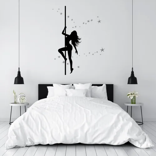 Vista 3 de Dancer Stars - Calcomanía de vinilo para pared, diseño de bailarina de poste para niña, calcomanía de pared de baile de poste para decoración