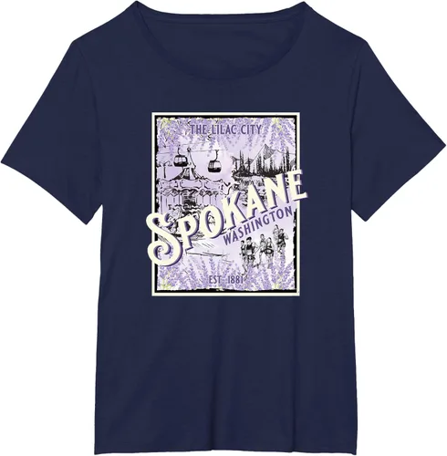 Vista 9 de Camiseta vintage Spokane Washington The Lilac City Carousel Waterfall, Negro