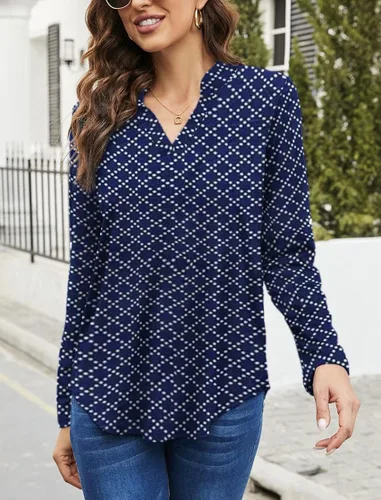 Vista 2 de Halife - Blusa para mujer, estilo túnica, manga 34 enrollable, cuello en V y estampado floral