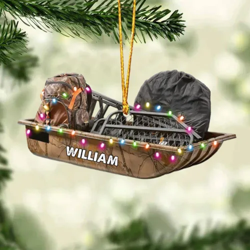 Vista 9 de Pesca en el cielo, adorno de pesca personalizado, decoración de Navidad para amantes de la pesca, nombre y fecha personalizados, regalo